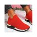 Eloshman Women s Walking Tennis Shoes Lightweight Athletic Sports Casual Gym Slip on Sneakers Red 10