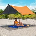 Kacho Beach Canopy 10 x10 Beach Tent Sun Shelter UPF30+ with 6 Sandbags Outdoor Shade for Camping Trips Fishing Backyard Fun or Picnics Portable Sun Shelter Tarp Orange