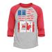 Shop4Ever Men s US EH American Canadian Flag Humor Raglan Baseball Shirt X-Large Heather Grey/Red