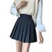 Women Girls High Waist Mini Skater Skirt Flared Casual Pleated Short Skirt School Uniform Pleated Skater Tennis Skirt with Lining Shorts A-line Mini Skirt