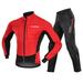 Lixada Men Cycling Clothing Set Waterproof Windproof Thermal Fleece Long Sleeve Bicycle Jacket Jersey with Pants