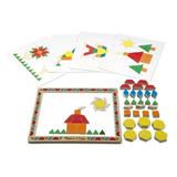 Melissa & Doug Deluxe Wooden Magnetic Pattern Blocks Set - Educational Toy With 120 Magnets and Carrying Case