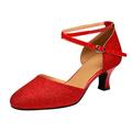 Women s Ballroom Tango Latin Salsa Dancing Shoes Sequins Shoes Social Dance Shoe Macrame Shoes White Summer Wedge Heels