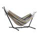 110â€� Red Orange and Blue Striped Sunbrella Brazilian Style Hammock with Stand