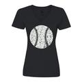 Inktastic Distressed Baseball in White Women s V-Neck T-Shirt