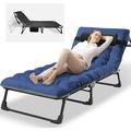 ABORON Camping Cot with 2-Sided Pad & Pillow for Adults & Kids Adjustable 5-Position Folding Lounge Chair Folding Cot Sleeping Cots Bed