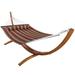 Sunnydaze 2-Person Double Quilted Hammock with Wooden Stand - Red Stripe - 12