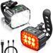 2 Pcs Rechargeable Bike Light 1000mAH Bicycle Lights for Night Riding (Front Light +Tail Light)