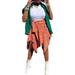 Kupretty Women s Irregular Hem Plaid Skirt Casual High Waisted Elastic A Line Mini Skater Tennis Skirt with Belt Streetwear