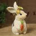 Fayueye Easter Straw Rabbit Handicraft Desktop Bunny Ornament with Wreath for Bedroom Sitting Room