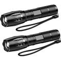 LED Tactical Flashlight Super Bright High Lumen XML T6 LED Flashlights Portable Outdoor Water Resistant Torch Light Zoomable Flashlight with 5 Light Modes 2 Pack