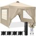 SANOPY 10 x 10 Straight Leg Pop-up Canopy Tent Easy Two Person Setup Instant Outdoor Canopy Folding Shelter with 4 Removable Sidewalls Air Vent on The Top 4 Sandbags Carrying Bag Khaki