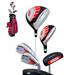 PUDO Kids Golf Clubs Set Right Handed 8-10 Years Junior Golf Clubs Putter and Driver Full Set 5-Piece Sets With Stand Bag - Red