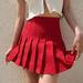 Womens Girl High Waisted Pleated Tennis Skirt School A-Line Skater Skirts with Lining Shorts