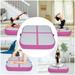 OUKANING 39.37 Inflatable Gymnastics Mat Thickened Yoga Mat Fitness Pad Home Gym Kids Tumbling with Air Pump Pink