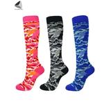 PULLIMORE Womens Mens Camo Compression Socks Camouflage Cotton Knee High Athletic Stockings (Pink S/M)