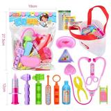 Zacharyer Doctor Kit for Kids 16 Piece Pretend Play Doctor Toys with Storage Bag for Toddlers and Kids Age 3+ (Pink)