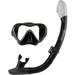 Seavenger Aviator Mask And Snorkel | Snorkeling Set With Dry Top | Men And Women (Black Silicone/Black)