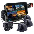 CAMSLEAD 9 inch digital monitor 1080P HD Rear View Camera System HD DVR Recorder 4 Channel Input Quad Split Screen 3X Side View Camera 1x Backup Camera Heavy Duty Waterproof for RV Trailer