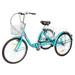 PEXMOR Adult Trike 7 Speed 24/26 Inch Tricycle for Adult Three-Wheeled Cruiser Bike w/ Folding Front & Rear Basket Adjustable Height Seat for Recreation Shopping Men s Women s Bike