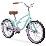 Firmstrong Special Edition Urban Girl Cruiser Bike 20 Inches Single-Speed Seafoam with Purple Rims
