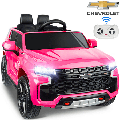 Chevrolet Tahoe Ride on Toys 12V Powered Ride on Cars with Remote Control 4 Wheels Suspension Safety Belt MP3 Player LED Lights Battery Powered Electric Vehicles for Boys & Girls Pink