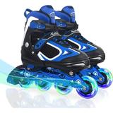 SubSun Kids Boys Inline Skates Adjustable Blades Skate Light up Wheels Blue Size L