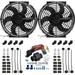 Dual 10-11 Inch 90w Electric Fans In-Hose Grounding Thermostat Wiring Kit