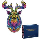 Fridja Wooden Jigsaw Puzzles for Adults 100 Pieces Deer Unique Animal Shaped Wood Puzzles Deer