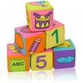 Party Baby Blocks - Soft Fabric Building Blocks Educational Alphabet Blocks Set with 6 Textured Toy Blocks for Toddlers - Grab & Stack Blocks Multicolored