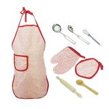 Pompotops 8pcs Kids Cooking And Baking Set Kitchen Pretend Role Play Kit Apron