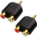 2pcs 3.5mm to RCA Audio Adapter Speaker MP3 Player 1-drag-2 Stereo Dual Track RCA Adaptor Converter