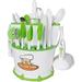 Curious Chef 30-Piece Caddy Collection Cookware White/Green Dishwasher Safe BPA-Free Plastic Includes Real Utensils - Rolling Pin Spoons Whisk Knives Measuring Cups Vegetable Peeler & More