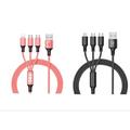 3-in-1 Nylon Braided 4FT 3A Charging Cable (8Pin Type-C Micro USB) 2 Pack Mix n Match