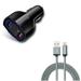 6ft USB-C Cable w Quick Car Charger for Samsung Galaxy A73 5G A53 5G A33 5G A13 5G A03s Phones - Type-C Charger Cord Power Wire 48W 3-Port USB Type-C Port Power