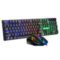 Gaming Keyboard and Mouse Combo Gift Wired 108-Key Gaming Keyboard with Rainbow LED Backlit and Mechanical Keys Round Keycaps for PC Gamer Computer Desktop Black