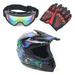 Motorcycle Helmet Unisex-Adult Off-Road Helmet Motocross ATV Dirt Bike Helmet for Men Women DOT Approved Multiple Types with Helmets Mask Goggles Gloves Full Face Motocross Motorcycle Safety Helmet