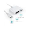 Lighting to Digital AV Adapter 2 in 1 Plug and Play 1080P Audio AV Connector HDMI AV Adapter Converter Compatible with iPhone XR/ XS/ Max X /8 /7/ 6 Plus /Pad to TV Projector Monitor- White