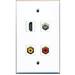 RiteAV - 1 Port HDMI 1 Port RCA Red 1 Port RCA Yellow 1 Port Coax Cable TV- F-Type Wall Plate