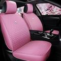 Red Rain Pink Seat Covers Full Set Leather Auto Seat Covers 9PCS Front & Rear Seat Covers with Airbag Compatible Universal Fit Most Car Auto Suv (WM-Pink)