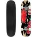Seamless pattern with Crown roses and flowers and heart Outdoor Skateboard Longboards 31 x8 Pro Complete Skate Board Cruiser