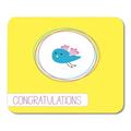 Pink Beautiful Colorful Chick Congratulations with Cute Blue Bird Green Beak Purple Birdie Mousepad Mouse Pad Mouse Mat 9x10 inch