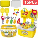 Kids Tool Box Set - 16 PCS Durable Pretend Play Tool Toys for Toddler Toys Construction Tool Kit Playset Accessories Gift for Girls Boys Ages 3 4 5 6 7 8 Years Old