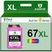 67 Ink 67 XL Ink Replacment for HP Color Ink 67 to Use with Envy 6055 6052 6075 Envy Pro 6455 6475 6458 DeskJet 4155 2755 Printer (1 Tri-Color)