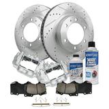 Detroit Axle - 8pc Front Drilled Slotted Brakes and Rotors Brake Pads Brake Calipers for 2005-2021 Toyota Tacoma 2003-2009 Toyota 4Runner 2007-2014 FJ Cruiser Replacement