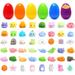 50 Pack Filled Easter Eggs with Mochi Squishy Toys Easter Basket Stuffers Easter Party Favors for Kids Squeeze Mini Kawaii Animals Stress Relief Toys for Boys and Girls