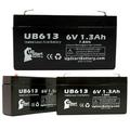 3x Pack - Compatible BATTERY CENTER BC612 Battery - Replacement UB613 Universal Sealed Lead Acid Battery (6V 1.3Ah 1300mAh F1 Terminal AGM SLA) - Includes 6 F1 to F2 Terminal Adapters