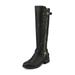 Dream Pairs Women Wide Calf Low Heel Knee High Ladies Side Zip Motorcycle Riding Boots Shoes Utah Black Size 7