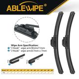 ABLEWIPE 22 Inch + 22 Inch Windshield Wiper Blades Fit For Cadillac DTS 2008 22 &22 Bracketless Hybrid Wiper Replacement For Car Window (Pack of 2) P08791S