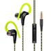 FONGE S760 Wired In-ear Waterproof Earphones Ear Hook Earbuds Stereo Super Bass Headphones Sport Headset with Mic Green